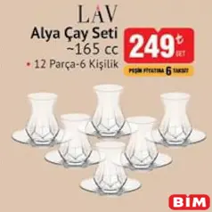 LAV ALYA ÇAY SETİ 165 CC 12 PARÇA 6 KİŞİLİK